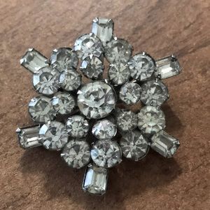 Stunning Starburst Dome Crystal Clear Brooch Closed Back Rivet setting 2X2